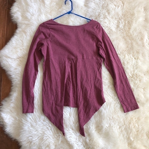 Z By Zella Scoop Neck Tie Back Tee Burgundy Top M - Picture 5 of 8